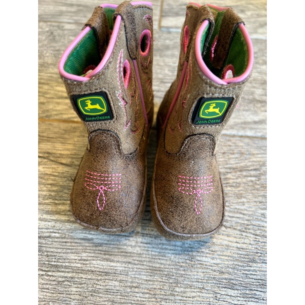John Deere Baby Infant 3 Months Girls Cowboy Boots Dan Post Slip On Booties